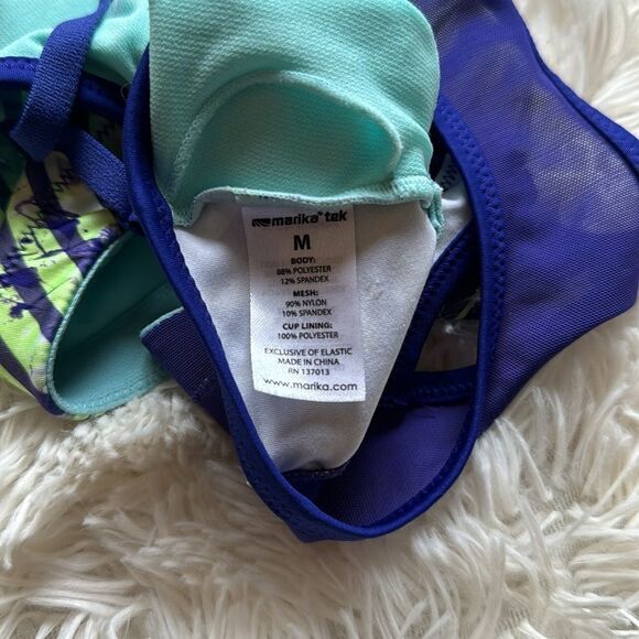 Marika Tek Blue & Green Sports Bra Size Medium - Picture 4 of 4